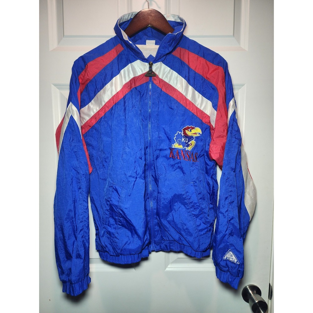 Vintage 90s Genuine Stuff Kansas Jayhawks Windbreaker Jacket Blue Men's Small